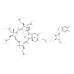 ChemSpider 2D Image | cyano-[(1R,2S,3S,4Z,7S,8S,9Z,13S,14Z,17R,18R,19R)-2,7,18-tris(2-amino-2-oxo-ethyl)-3,8,13-tris(3-amino-3-oxo-propyl)-17-[3-[2-[[(2R,3S,4R,5S)-5-(5,6-dimethylbenzimidazol-1-yl)-4-hydroxy-2-(hydroxymethyl)tetrahydrofuran-3-yl]oxy-oxido-phosphoryl]oxypropylamino]-3-oxo-propyl]-1,2,5,7,12,12,15,17-octamethyl-8,13,18,19-tetrahydro-3H-corrin-21-yl]cobalt(1+) | C63H88CoN14O14P