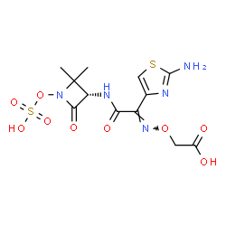 ChemSpider 2D Image | ({(E)-[1-(2-Amino-1,3-thiazol-4-yl)-2-{[(3S)-2,2-dimethyl-4-oxo-1-(sulfooxy)-3-azetidinyl]amino}-2-oxoethylidene]amino}oxy)acetic acid | C12H15N5O9S2