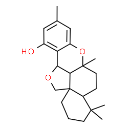 ChemSpider 2D Image | 4,4,6a,9-Tetramethyl-1,2,3,4,4a,5,6,6a,11b,13b-decahydrobenzo[a]furo[2,3,4-mn]xanthen-11-ol | C22H30O3