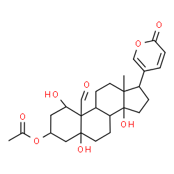 ChemSpider 2D Image | 3-Acetoxy-1,5,14-trihydroxy-19-oxobufa-20,22-dienolide | C26H34O8