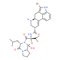 ChemSpider 2D Image | (5alpha,5'alpha,8alpha)-2-Bromo-12'-hydroxy-5'-isobutyl-2'-isopropyl-3',6',18-trioxoergotaman | C32H40BrN5O5