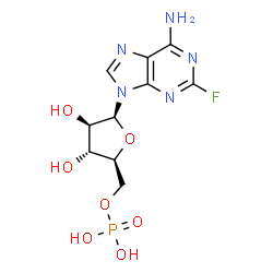 ChemSpider 2D Image | 2-Fluoro-9-(5-O-phosphono-beta-L-arabinofuranosyl)-9H-purin-6-amine | C10H13FN5O7P