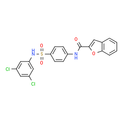 ChemSpider 2D Image | N-{4-[(3,5-Dichlorophenyl)sulfamoyl]phenyl}-1-benzofuran-2-carboxamide | C21H14Cl2N2O4S