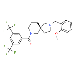 ChemSpider 2D Image | [3,5-Bis(trifluoromethyl)phenyl][(5S)-2-(2-methoxybenzyl)-2,7-diazaspiro[4.5]dec-7-yl]methanone | C25H26F6N2O2