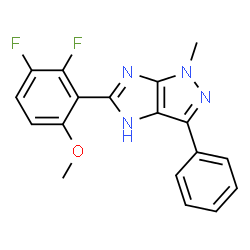 ChemSpider 2D Image | 5-(2,3-Difluoro-6-methoxyphenyl)-1-methyl-3-phenyl-1,4-dihydroimidazo[4,5-c]pyrazole | C18H14F2N4O