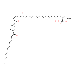 ChemSpider 2D Image | 3-(2,13-Dihydroxy-13-{(2S,2'S,5R)-5'-[(1S)-1-hydroxyundecyl]octahydro-2,2'-bifuran-5-yl}tridecyl)-5-methyl-2(5H)-furanone | C37H66O7