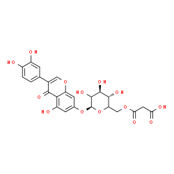 ChemSpider 2D Image | 3-(3,4-Dihydroxyphenyl)-5-hydroxy-4-oxo-4H-chromen-7-yl 6-O-(carboxyacetyl)-beta-D-threo-hexopyranoside | C24H22O14