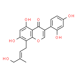 ChemSpider 2D Image | 3-(2,4-Dihydroxyphenyl)-5,7-dihydroxy-8-[(2E)-4-hydroxy-3-methyl-2-buten-1-yl]-4H-chromen-4-one | C20H18O7