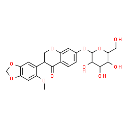 ChemSpider 2D Image | 3-(6-Methoxy-1,3-benzodioxol-5-yl)-4-oxo-3,4-dihydro-2H-chromen-7-yl hexopyranoside | C23H24O11