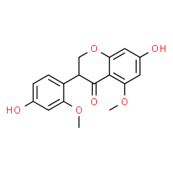 ChemSpider 2D Image | 7-Hydroxy-3-(4-hydroxy-2-methoxyphenyl)-5-methoxy-2,3-dihydro-4H-chromen-4-one | C17H16O6