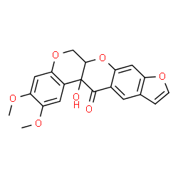ChemSpider 2D Image | 13a-Hydroxy-2,3-dimethoxy-6a,13a-dihydrochromeno[3,4-b]furo[3,2-g]chromen-13(6H)-one | C20H16O7