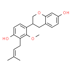 ChemSpider 2D Image | 3-[4-Hydroxy-2-methoxy-3-(3-methyl-2-buten-1-yl)phenyl]-7-chromanol | C21H24O4