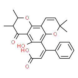 ChemSpider 2D Image | (2Z)-3-(5-Hydroxy-2,3,8,8-tetramethyl-4-oxo-3,4-dihydro-2H,8H-pyrano[2,3-f]chromen-6-yl)-3-phenylacrylic acid | C25H24O6