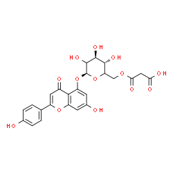ChemSpider 2D Image | 7-Hydroxy-2-(4-hydroxyphenyl)-4-oxo-4H-chromen-5-yl 6-O-(carboxyacetyl)-beta-D-threo-hexopyranoside | C24H22O13