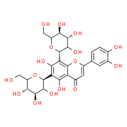 ChemSpider 2D Image | 2-(3,4-Dihydroxyphenyl)-5,7-dihydroxy-6,8-bis[(2S,4R,5S)-3,4,5-trihydroxy-6-(hydroxymethyl)tetrahydro-2H-pyran-2-yl]-4H-chromen-4-one | C27H30O16
