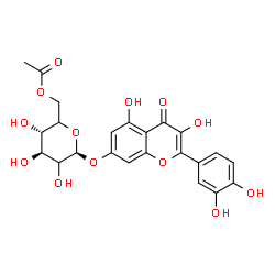 ChemSpider 2D Image | 2-(3,4-Dihydroxyphenyl)-3,5-dihydroxy-4-oxo-4H-chromen-7-yl 6-O-acetyl-beta-D-threo-hexopyranoside | C23H22O13