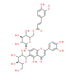 ChemSpider 2D Image | (1S)-1,5-Anhydro-1-[2-(3,4-dihydroxyphenyl)-5-hydroxy-7-({6-O-[(2E)-3-(4-hydroxy-3-methoxyphenyl)-2-propenoyl]-beta-D-threo-hexopyranosyl}oxy)-4-oxo-4H-chromen-6-yl]-D-threo-hexitol | C37H38O19