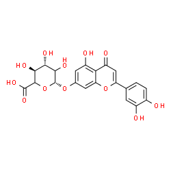 ChemSpider 2D Image | 2-(3,4-Dihydroxyphenyl)-5-hydroxy-4-oxo-4H-chromen-7-yl beta-D-threo-hexopyranosiduronic acid | C21H18O12