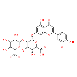 ChemSpider 2D Image | 2-(3,4-Dihydroxyphenyl)-5-hydroxy-4-oxo-4H-chromen-7-yl 2-O-beta-D-threo-hexopyranuronosyl-beta-D-threo-hexopyranosiduronic acid | C27H26O18