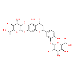 ChemSpider 2D Image | 5-[7-(beta-D-threo-Hexopyranuronosyloxy)-5-hydroxy-4-oxo-4H-chromen-2-yl]-2-hydroxyphenyl beta-D-threo-hexopyranosiduronic acid | C27H26O18