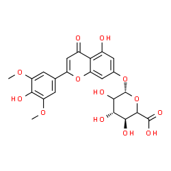 ChemSpider 2D Image | 5-Hydroxy-2-(4-hydroxy-3,5-dimethoxyphenyl)-4-oxo-4H-chromen-7-yl beta-D-threo-hexopyranosiduronic acid | C23H22O13