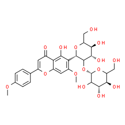 ChemSpider 2D Image | (1S)-1,5-Anhydro-2-O-beta-D-threo-hexopyranosyl-1-[5-hydroxy-7-methoxy-2-(4-methoxyphenyl)-4-oxo-4H-chromen-6-yl]-D-threo-hexitol | C29H34O15
