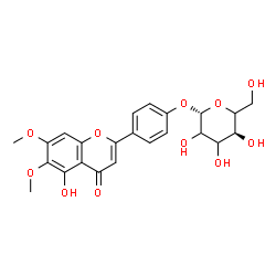 ChemSpider 2D Image | 4-(5-Hydroxy-6,7-dimethoxy-4-oxo-4H-chromen-2-yl)phenyl beta-D-glycero-hexopyranoside | C23H24O11