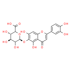 ChemSpider 2D Image | 2-(3,4-Dihydroxyphenyl)-5,7-dihydroxy-4-oxo-4H-chromen-6-yl beta-D-threo-hexopyranosiduronic acid | C21H18O13