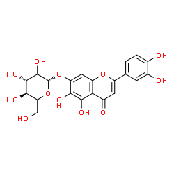 ChemSpider 2D Image | 2-(3,4-Dihydroxyphenyl)-5,6-dihydroxy-4-oxo-4H-chromen-7-yl beta-D-threo-hexopyranoside | C21H20O12
