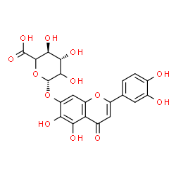 ChemSpider 2D Image | 2-(3,4-Dihydroxyphenyl)-5,6-dihydroxy-4-oxo-4H-chromen-7-yl beta-D-threo-hexopyranosiduronic acid | C21H18O13