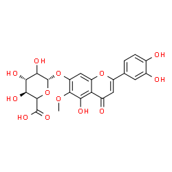 ChemSpider 2D Image | 2-(3,4-Dihydroxyphenyl)-5-hydroxy-6-methoxy-4-oxo-4H-chromen-7-yl beta-D-threo-hexopyranosiduronic acid | C22H20O13