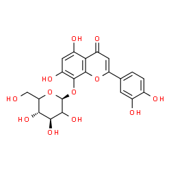 ChemSpider 2D Image | 2-(3,4-Dihydroxyphenyl)-5,7-dihydroxy-4-oxo-4H-chromen-8-yl beta-D-threo-hexopyranoside | C21H20O12