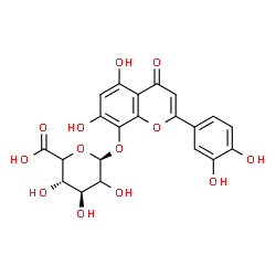 ChemSpider 2D Image | 2-(3,4-Dihydroxyphenyl)-5,7-dihydroxy-4-oxo-4H-chromen-8-yl beta-D-threo-hexopyranosiduronic acid | C21H18O13
