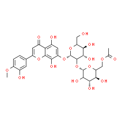 ChemSpider 2D Image | 5,8-Dihydroxy-2-(3-hydroxy-4-methoxyphenyl)-4-oxo-4H-chromen-7-yl 2-O-(6-O-acetyl-beta-D-threo-hexopyranosyl)-beta-D-threo-hexopyranoside | C30H34O18