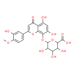 ChemSpider 2D Image | 5,7-Dihydroxy-2-(3-hydroxy-4-methoxyphenyl)-4-oxo-4H-chromen-8-yl hexopyranosiduronic acid | C22H20O13