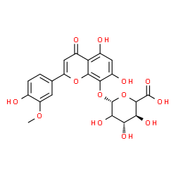 ChemSpider 2D Image | 5,7-Dihydroxy-2-(4-hydroxy-3-methoxyphenyl)-4-oxo-4H-chromen-8-yl beta-D-threo-hexopyranosiduronic acid | C22H20O13