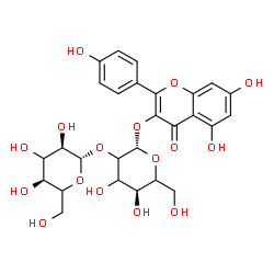 ChemSpider 2D Image | 5,7-Dihydroxy-2-(4-hydroxyphenyl)-4-oxo-4H-chromen-3-yl 2-O-beta-D-erythro-hexopyranosyl-beta-D-glycero-hexopyranoside | C27H30O16