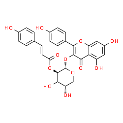 ChemSpider 2D Image | 5,7-Dihydroxy-2-(4-hydroxyphenyl)-4-oxo-4H-chromen-3-yl (3xi)-2-O-[(2E)-3-(4-hydroxyphenyl)-2-propenoyl]-alpha-L-threo-pentopyranoside | C29H24O12