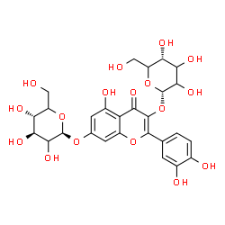ChemSpider 2D Image | 2-(3,4-Dihydroxyphenyl)-7-(beta-D-threo-hexopyranosyloxy)-5-hydroxy-4-oxo-4H-chromen-3-yl alpha-L-glycero-hexopyranoside | C27H30O17