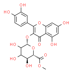 ChemSpider 2D Image | 2-(3,4-Dihydroxyphenyl)-5,7-dihydroxy-4-oxo-4H-chromen-3-yl methyl beta-D-erythro-hexopyranosiduronate | C22H20O13