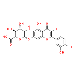 ChemSpider 2D Image | 2-(3,4-Dihydroxyphenyl)-3,5-dihydroxy-4-oxo-4H-chromen-7-yl beta-D-threo-hexopyranosiduronic acid | C21H18O13