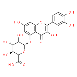 ChemSpider 2D Image | 2-(3,4-Dihydroxyphenyl)-3,7-dihydroxy-4-oxo-4H-chromen-5-yl beta-D-threo-hexopyranosiduronic acid | C21H18O13