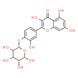 ChemSpider 2D Image | 3,5,7-Trihydroxy-2-(3-hydroxy-4-{[(2R,5R,6S)-3,4,5,6-tetrahydroxytetrahydro-2H-pyran-2-yl]oxy}phenyl)-4H-chromen-4-one | C20H18O12
