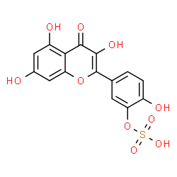ChemSpider 2D Image | 2-Hydroxy-5-(3,5,7-trihydroxy-4-oxo-4H-chromen-2-yl)phenyl hydrogen sulfate | C15H10O10S