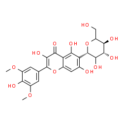 ChemSpider 2D Image | (1S)-1,5-Anhydro-1-[3,5,7-trihydroxy-2-(4-hydroxy-3,5-dimethoxyphenyl)-4-oxo-4H-chromen-6-yl]-D-threo-hexitol | C23H24O13