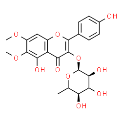 ChemSpider 2D Image | 5-Hydroxy-2-(4-hydroxyphenyl)-6,7-dimethoxy-4-oxo-4H-chromen-3-yl 6-deoxy-alpha-L-erythro-hexopyranoside | C23H24O11