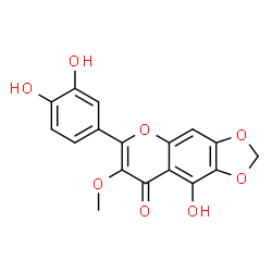 ChemSpider 2D Image | 6-(3,4-Dihydroxyphenyl)-9-hydroxy-7-methoxy-8H-[1,3]dioxolo[4,5-g]chromen-8-one | C17H12O8