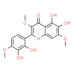 ChemSpider 2D Image | 2-(2,3-Dihydroxy-4-methoxyphenyl)-5,6-dihydroxy-3,7-dimethoxy-4H-chromen-4-one | C18H16O9
