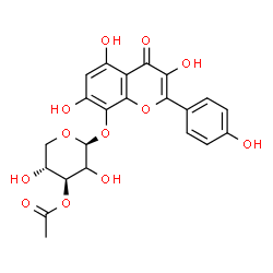 ChemSpider 2D Image | 3,5,7-Trihydroxy-2-(4-hydroxyphenyl)-4-oxo-4H-chromen-8-yl (2xi)-3-O-acetyl-beta-D-threo-pentopyranoside | C22H20O12