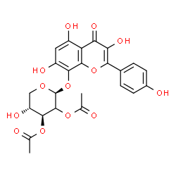 ChemSpider 2D Image | 3,5,7-Trihydroxy-2-(4-hydroxyphenyl)-4-oxo-4H-chromen-8-yl (2xi)-2,3-di-O-acetyl-beta-D-threo-pentopyranoside | C24H22O13